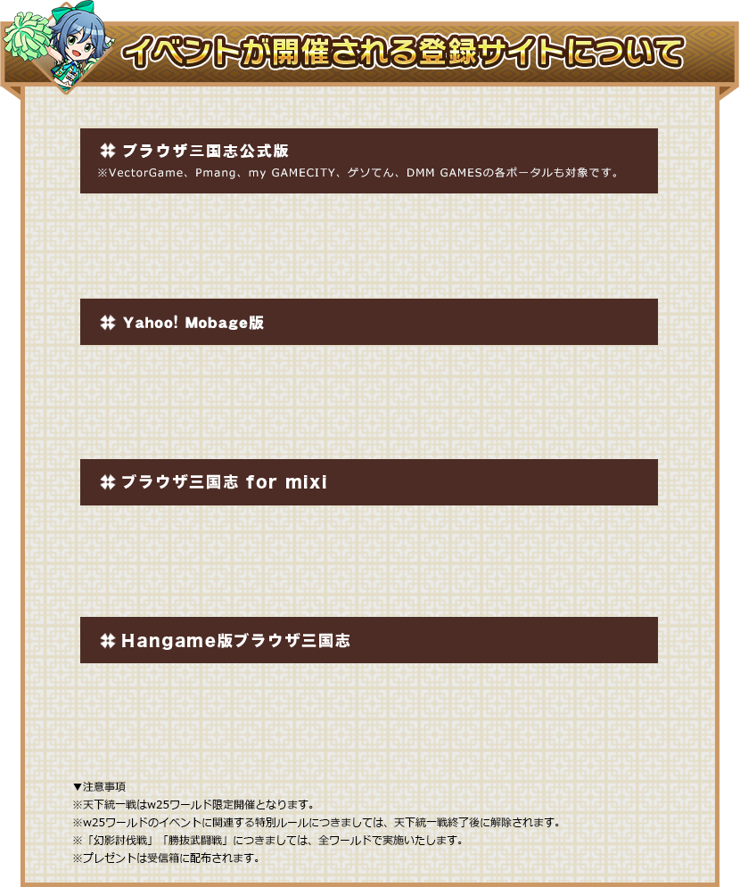 イベントが開催される登録サイトについて